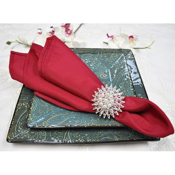 Wedding Linens Inc. (10 pcs) 20" x 20" Polyester Linen Napkins - Apple Red