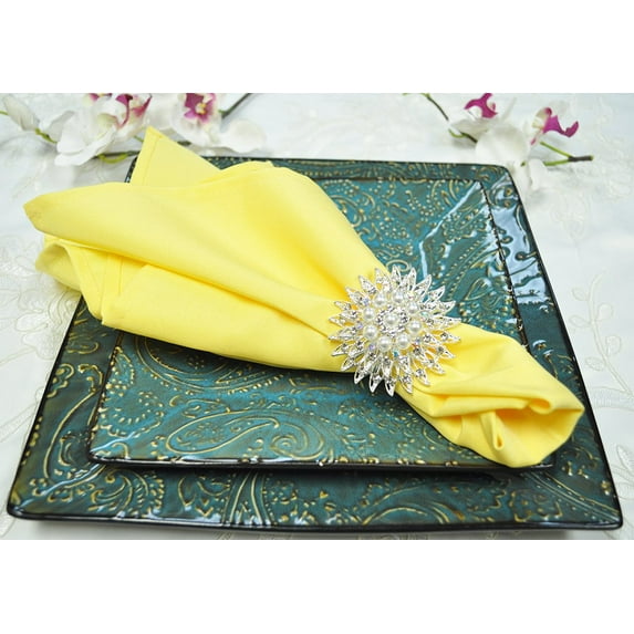 Wedding Linens Inc. (10 pcs) 20" x 20" Polyester Linen Napkins - Canary Yellow
