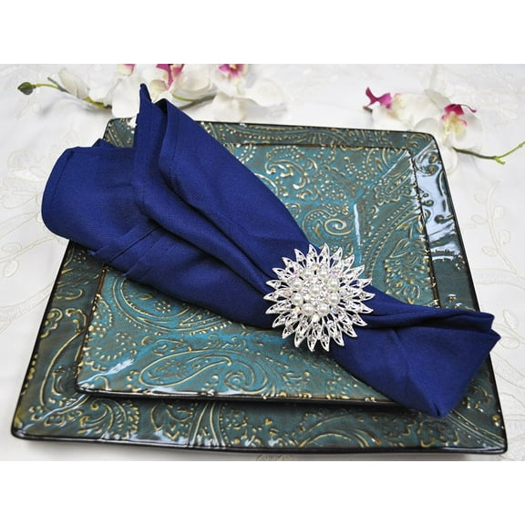 Wedding Linens Inc. (10 pcs) 20" x 20" Polyester Linen Napkins - Navy Blue