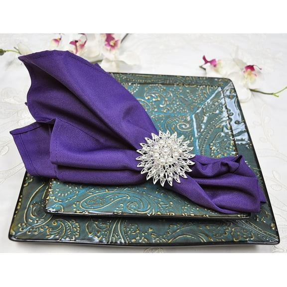 Wedding Linens Inc. (10 pcs) 20" x 20" Polyester Linen Napkins - Regency Purple