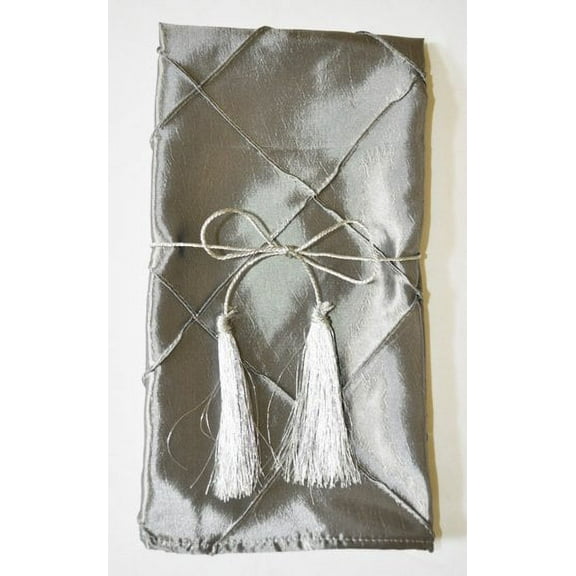 Wedding Linens Inc. 10 pcs 20"x 20" Premium Pintuck Taffeta Table Linen Napkins for Party Wedding Reception Catering Dining Home Restaurants - Silver Gray