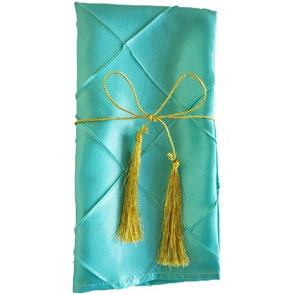 Wedding Linens Inc. 10 pcs 20"x 20" Premium Pintuck Taffeta Table Linen Napkins for Party Wedding Reception Catering Dining Home Restaurants - Tiffany Aqua Blue