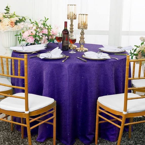 Wedding Linens Inc. 108" Round Paillette Poly Flax / Burlap Sequins Hessian Tablecloths Table Covers for Wedding Party Events Luxury Décor use - Regency