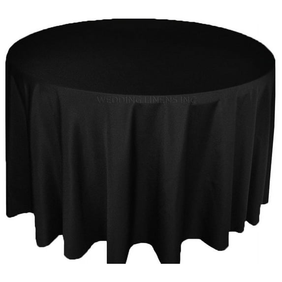 Wedding Linens Inc. 108" Round Premium(200 GSM) Polyester Linen Tablecloth- Black