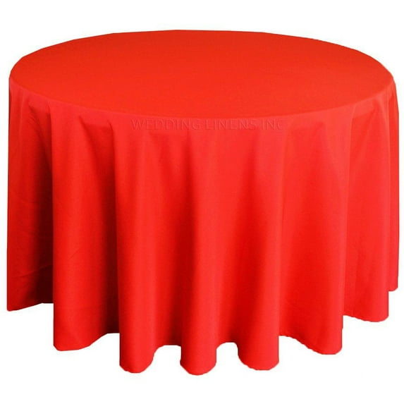 Wedding Linens Inc. 108" Round Premium(200 GSM) Polyester Linen Tablecloth - Red