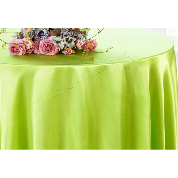 Wedding Linens Inc. 108" Round Satin Tablecloth Satin Table Cover Linens - Key Lime