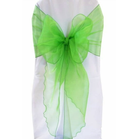 Wedding Linens Inc. (10pcs) 12" x 116" Organza Sheer Chair Sashes Chair Sash Bow ties with Angle end style for Wedding Party Catering Banquet Decoration Events - Emerald Green