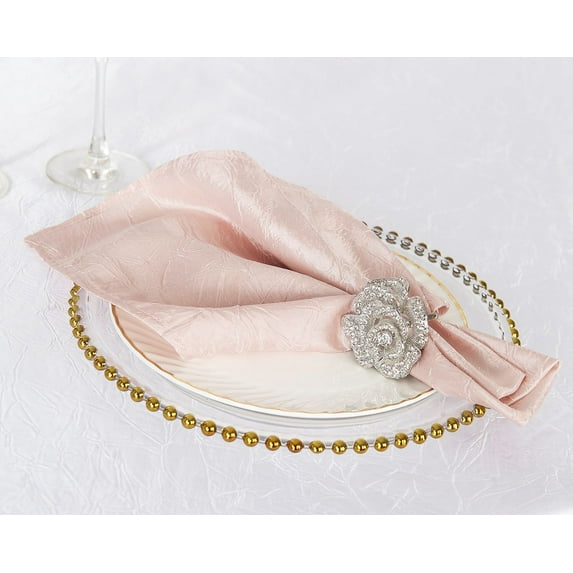 Wedding Linens Inc. (10pcs) 20"x 20" Crushed Crinkle Taffeta Napkins - Blush Pink