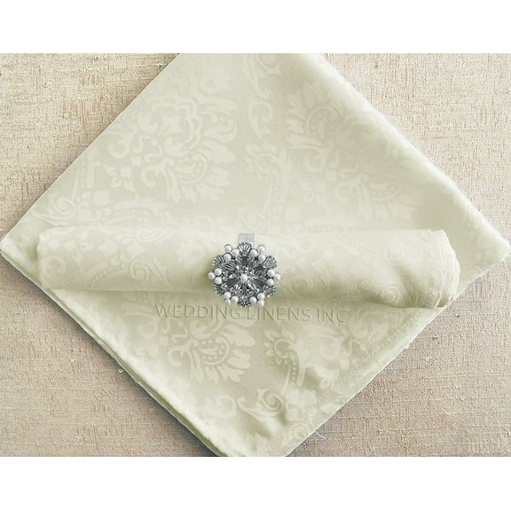 Wedding Linens Inc. (10pcs) 20" x 20" Damask Marquis Jacquard Polyester Linen Napkins- Ivory