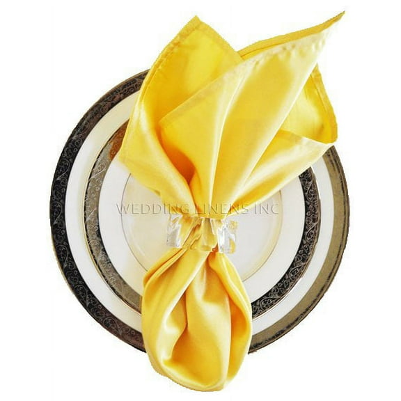 Wedding Linens Inc. (10pcs) 20'' x 20" Heavy Duty Satin Table Napkins Napkin for wedding Party Decorations Events - Canary Yellow