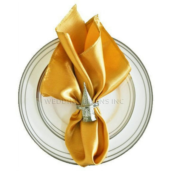 Wedding Linens Inc. (10pcs) 20'' x 20" Heavy Duty Satin Table Napkins Napkin for wedding Party Decorations Events - Gold