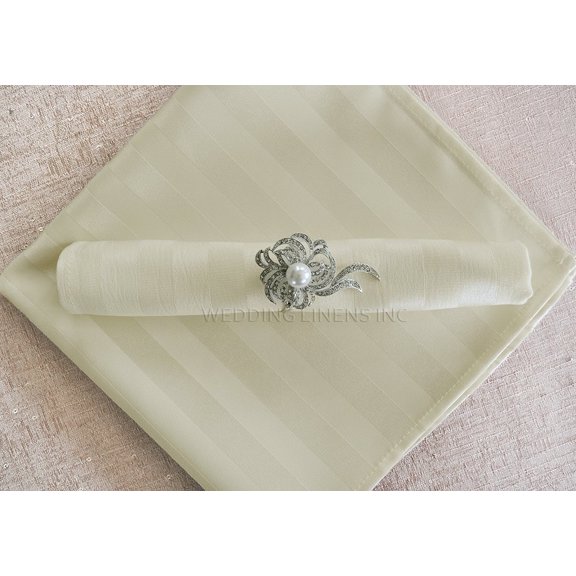 Wedding Linens Inc. (10pcs) 20"x 20" Stripe Jacquard Polyester Cloth Napkins for Wedding Party Reception Stripes Linen Napkin Event Catering Decorations - Ivory