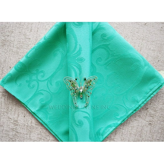 Wedding Linens Inc. (10pcs) 20" x 20" Versailles Chopin Damask Jacquard Polyester Linen Napkins - Tiff Blue / Aqua Blue