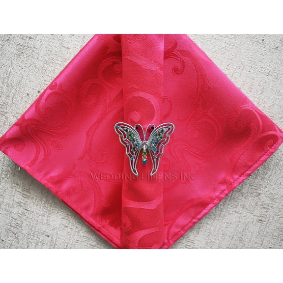 Wedding Linens Inc. (10pcs) 20" x 20" Versailles Chopin Damask Jacquard Polyester Linen Napkins- Fuchsia