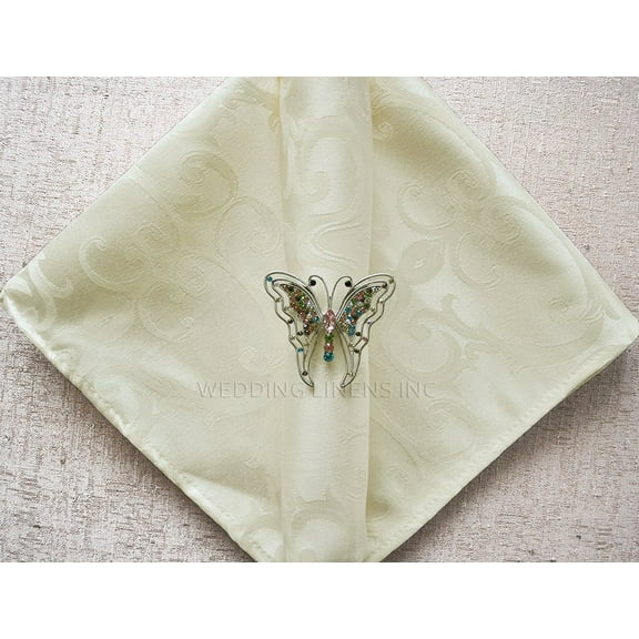 Wedding Linens Inc. (10pcs) 20" x 20" Versailles Chopin Damask Jacquard Polyester Linen Napkins- Ivory