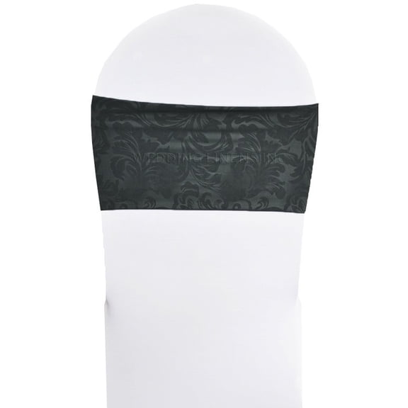 Wedding Linens Inc. (10pcs) 7"x 13" Embossed Spandex Chair Bands Lycra Stretch Elastic Chair Band Sashes Double Layered - Pewter