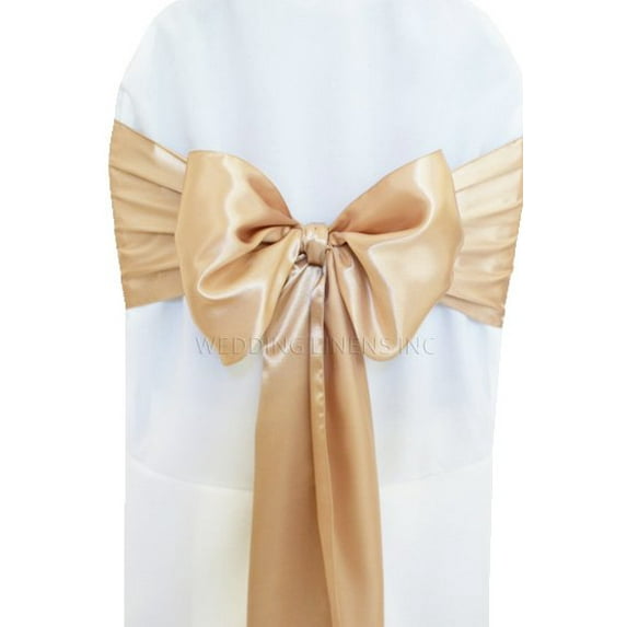 Wedding Linens Inc. (10pcs) 8" x 108" Satin Chair Sashes Chair Sash Bow ties for Wedding Party Catering Banquet Decoration Events - Champagne