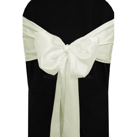 Wedding Linens Inc. (10pcs) 8" x 108" Satin Chair Sashes Chair Sash Bow ties for Wedding Party Catering Banquet Decoration Events - Ivory