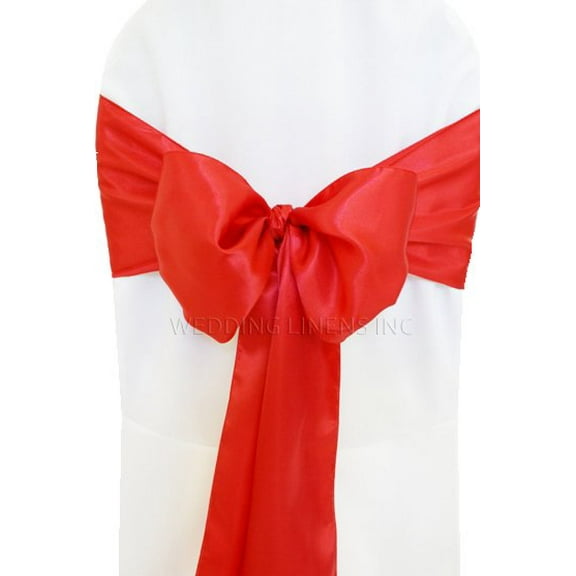Wedding Linens Inc. (10pcs) 8" x 108" Satin Chair Sashes Chair Sash Bow ties for Wedding Party Catering Banquet Decoration Events - Red