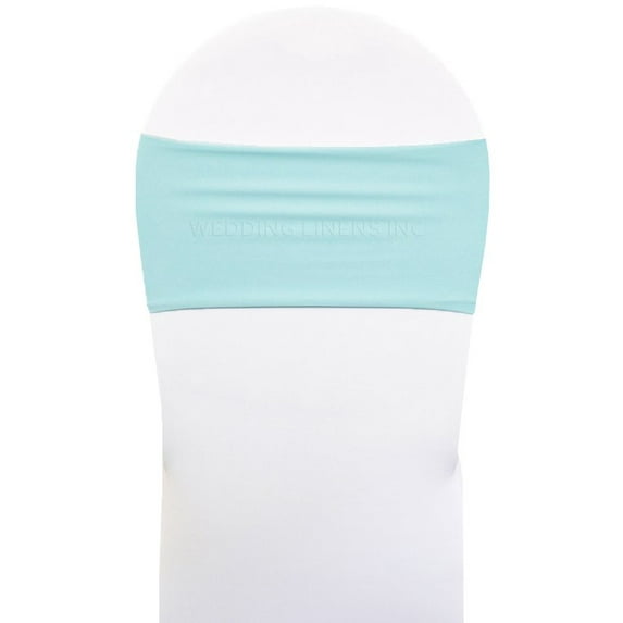 Wedding Linens Inc. (10pcs) Double Layered 7"x 13" Spandex Chair Bands Lycra Stretch Elastic Chair Band Sashes - Baby Blue