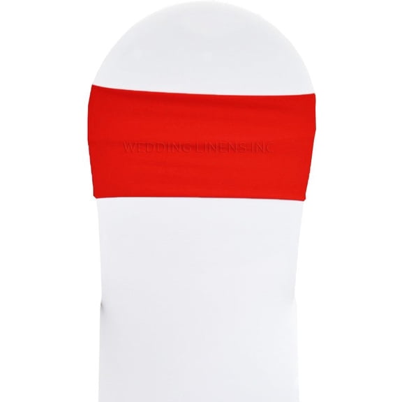 Wedding Linens Inc. (10pcs) Double Layered 7"x 13" Spandex Chair Bands Lycra Stretch Elastic Chair Band Sashes - Red