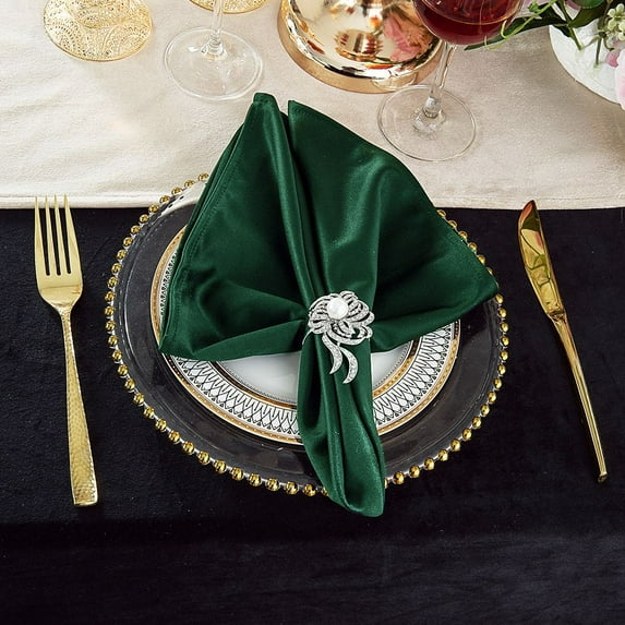 Wedding Linens Inc. (10pcs) Scuba Wrinkle Free 20" x 20" Napkins - Hunter Green / Holly Green