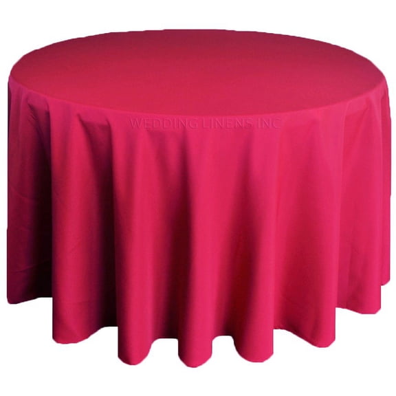 Wedding Linens Inc. 120'' Round Premium(200 GSM) Polyester Linen Tablecloth - AppleRed