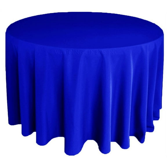 Wedding Linens Inc. 120'' Round Premium(200 GSM) Polyester Linen Tablecloth - Royal Blue