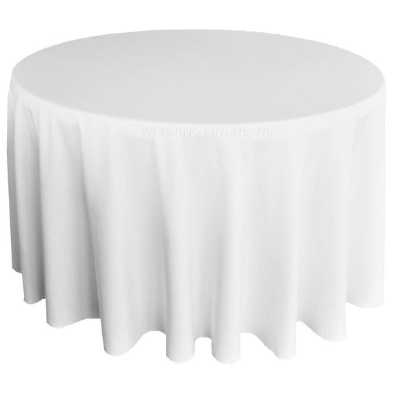 Wedding Linens Inc. 120'' Round Premium(200 GSM) Polyester Linen Tablecloth - White