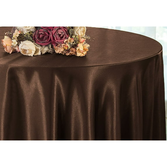 Wedding Linens Inc. 120 inch Round Satin Tablecloth Satin Table Cover Linens - Chocolate
