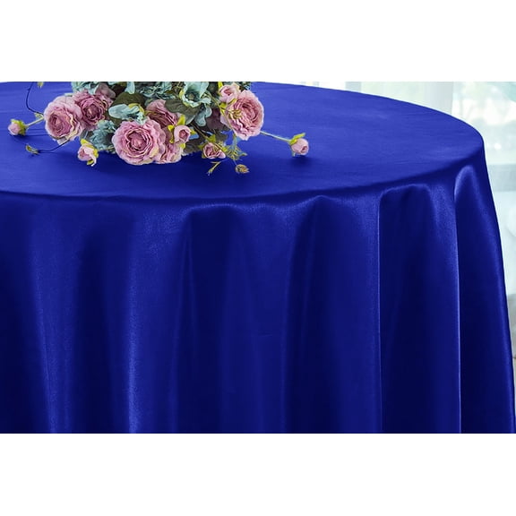 Wedding Linens Inc. 120 inch Round Satin Tablecloth Satin Table Cover Linens - Royal Blue