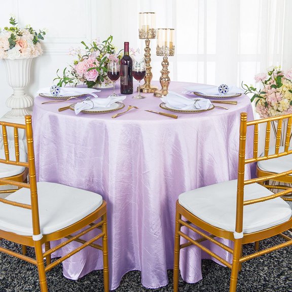 Wedding Linens Inc. 1pc 132 inch Round Crushed Crinkle Taffeta Tableclths Table Covers - Lavender