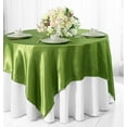 thumbnail image 1 of Wedding Linens Inc. (2 pcs) 54 inch Satin Square Table Overlay Topper - MossGreen, 1 of 1
