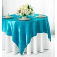 thumbnail image 1 of Wedding Linens Inc. (2 pcs) 54 inch Satin Square Table Overlay Topper - Turquoise, 1 of 1