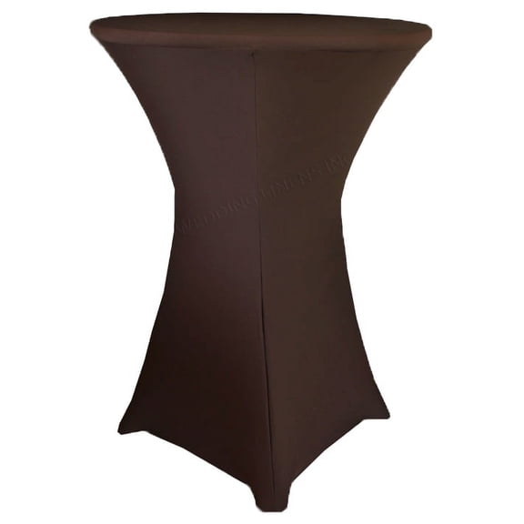 Wedding Linens Inc. (200 GSM) Premium 30"x 42" Round Cocktail Highboy Spandex Stretch Fitted Table Cover Tablecloths - Chocolate