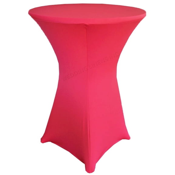 Wedding Linens Inc. (200 GSM) Premium 30"x 42" Round Cocktail Highboy Spandex Stretch Fitted Table Cover Tablecloths - Fuchsia