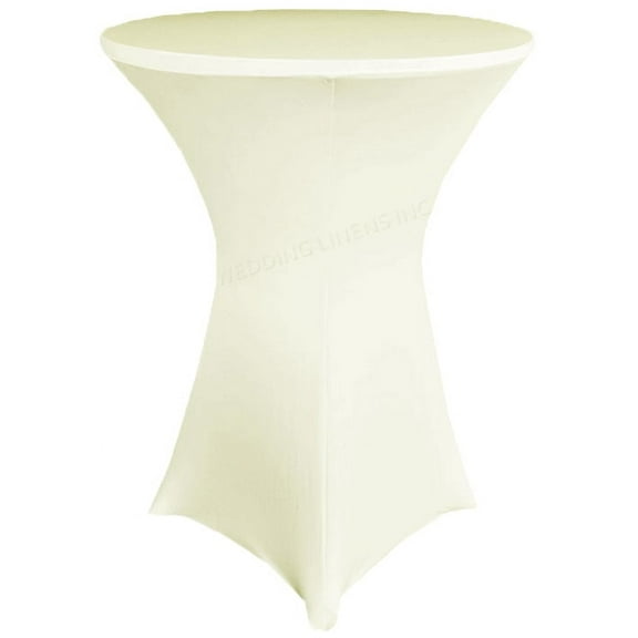 Wedding Linens Inc. (200 GSM) Premium 30"x 42" Round Cocktail Highboy Spandex Stretch Fitted Table Cover Tablecloths - Ivory