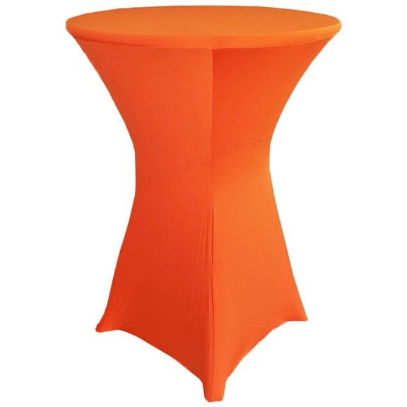 Wedding Linens Inc. (200 GSM) Premium 30"x 42" Round Cocktail Highboy Spandex Stretch Fitted Table Cover Tablecloths - Orange