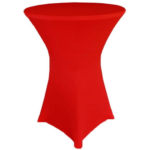 Wedding Linens Inc. (200 GSM) Premium 30"x 42" Round Cocktail Highboy Spandex Stretch Fitted Table Cover Tablecloths - Red