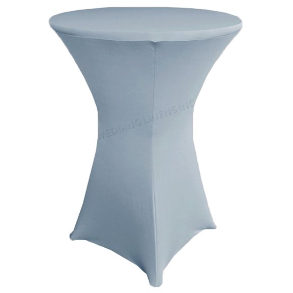 Wedding Linens Inc. (200 GSM) Premium 36"x 42" Round Cocktail Highboy Spandex Stretch Fitted Table Cover Tablecloths - Dusty Blue