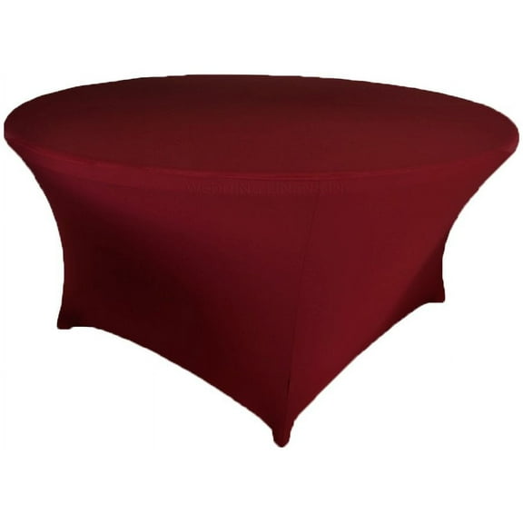 Wedding Linens Inc. (200 GSM) Premium 4FT / 48" Round Spandex Stretch Fitted Table Cover Tablecloths - Burgundy