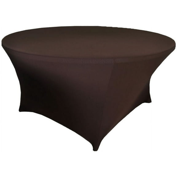 Wedding Linens Inc. (200 GSM) Premium 4FT / 48" Round Spandex Stretch Fitted Table Cover Tablecloths - Chocolate