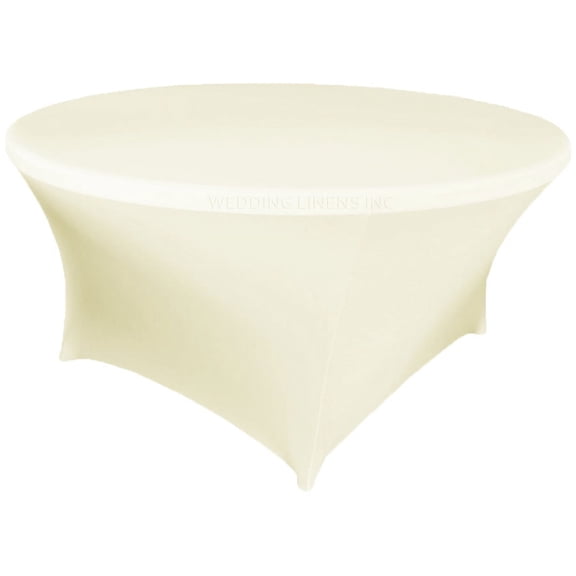 Wedding Linens Inc. (200 GSM) Premium 5 FT (60")Round Spandex Stretch Fitted Table Cover Tablecloths - Ivory