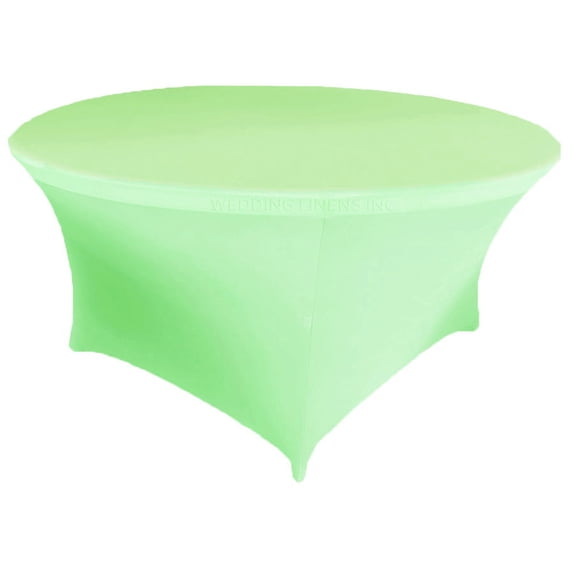 Wedding Linens Inc. (200 GSM) Premium 5 FT (60")Round Spandex Stretch Fitted Table Cover Tablecloths - Mint Green