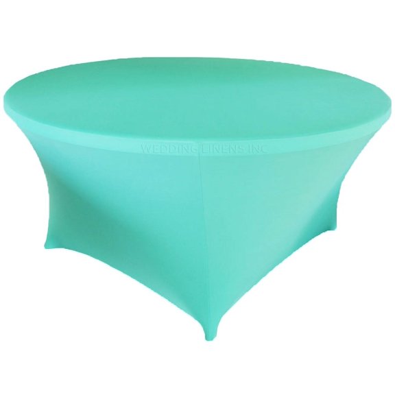 Wedding Linens Inc. (200 GSM) Premium 5 FT (60")Round Spandex Stretch Fitted Table Cover Tablecloths - Pool Blue