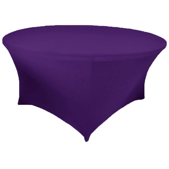 Wedding Linens Inc. (200 GSM) Premium 5 FT (60")Round Spandex Stretch Fitted Table Cover Tablecloths - Regency Purple