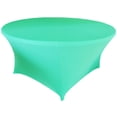 thumbnail image 1 of Wedding Linens Inc. (200 GSM) Premium 5 FT (60")Round Spandex Stretch Fitted Table Cover Tablecloths - Tiffany Blue / Aqua Blue, 1 of 1