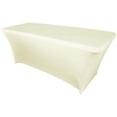 thumbnail image 1 of Wedding Linens Inc. (200 GSM) Premium 5 FT Rectangular Spandex Stretch Fitted Table Cover Tablecloths - Ivory, 1 of 1