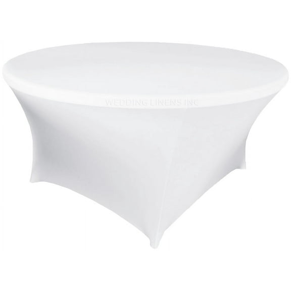Wedding Linens Inc. (200 GSM) Premium 6 FT (72") Round Spandex Stretch Fitted Table Cover Tablecloths - White