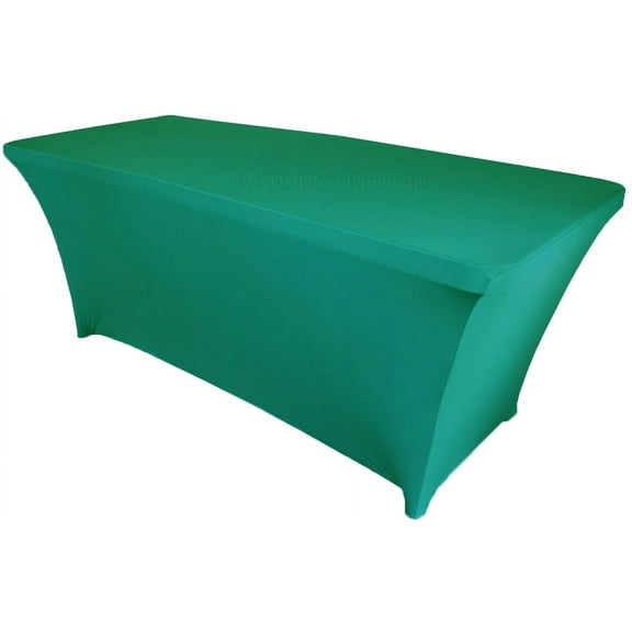 Wedding Linens Inc. (200 GSM) Premium 6 FT Rectangular Spandex Stretch Fitted Table Cover Tablecloths - Jade
